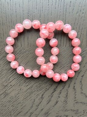 ( ONE ) Ice Rhodonite bracelet 12mm SIZE 6.75-7’